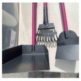 Long-handled pet waste tray and rake set