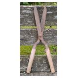 Vintage wooden-handled hedge shears