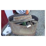 oval Metal Barrel 30X45 w/misc firewood