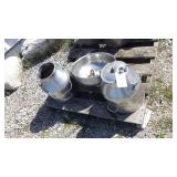 2-SS milk buckets w/strainer 1 w/lid