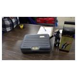 weigh scale, can crusher, tripod