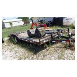 Dual axle trailer steel frame w/wooden deck