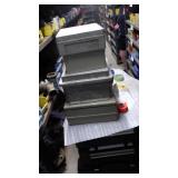 4 plastic storage boxes, 2 are13x10x2'