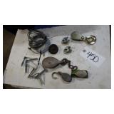 hooks, pulleys, cable tighteners, angle brackets,