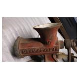 Horseshoe, antique hand seed spreader,