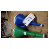 funnels w/caps, sprinkler, paint brushes, &