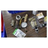 Misc brass fittings, PSI valve, screws misc sizes