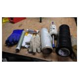 4 pairs of gloves, various packing wrap