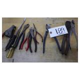 Pliers, screwdrivers, side cutter, wire stripper