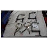 3-adjustable 9' C-clamps, 2- vice clamps