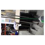 Shovels, squeegee, broom, rake