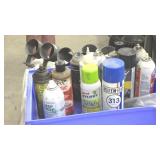 misc spray lubricants, metal can holder