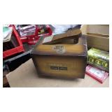 Vintage shoe shine box, dog bowls, &