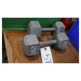 Dumbells 2-25lb, 2-20lb, 2-15lb & 2 ankle weights