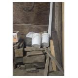 Lumber, cribbing, extension cord and ropes.