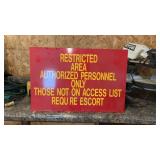 Restricted area sign