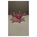Cranberry art glass bowl