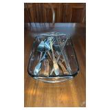 Glass cake pan and misc utensils