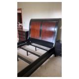 Queen bed frame, dresser with mirror and night