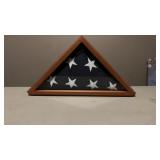 American flag in display case unknown size