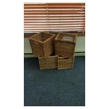 Four Square wicker baskets appx 14in x 13 in x