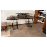 Computer desk with 2 power strips and foot rest