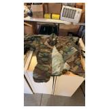 Camo and misc camping/military. Shirt is a size
