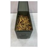 223 appx 910 rounds. 23lbs in ammo can
