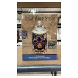 Budweiser grey wolf stein new in box
