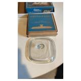 Corning ware lid and misc cake decorating kits