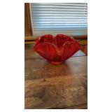 Orange/red bowl with ruffled edges