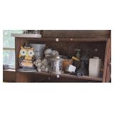 Yard decor contents of shelf