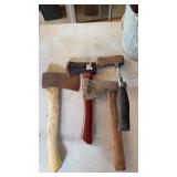 4 hatchets and pail