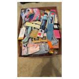 Box with sewing fabric yarn, and sew in zippers