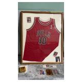 Framed Bulls Jersey and basketball cards