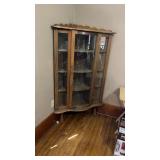Curved glass corner display cabinet