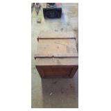 Wooden box with contents