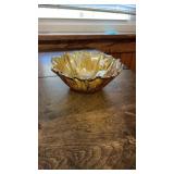 Amber carnival glass bowl