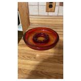 Red glass ashtray