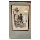 Holding hands charcoal sketch print