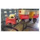 Western truck and trailer tractor missing front