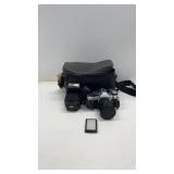 Cannon AE-1 35mm camera with flash and bag
