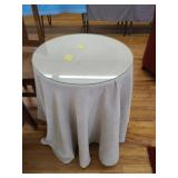 Round Glass-Top Table with Cloth