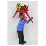 Man With Bull And Fireworks Man With Bull And Fireworks
