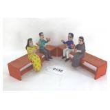 Couples On Benches Eating Couples On Benches Eating