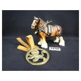 Horse Figurine And Brass