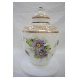 Hand Painted Milk Glass Ginger Jar