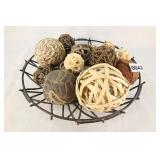 Wire Basket & Decorative Orbs