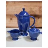 Fiesta Coffee Pot, Sugar, & Creamer Set - C. Blue