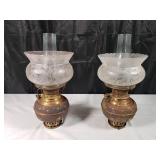 Pair Antique Miller Oil Lamps